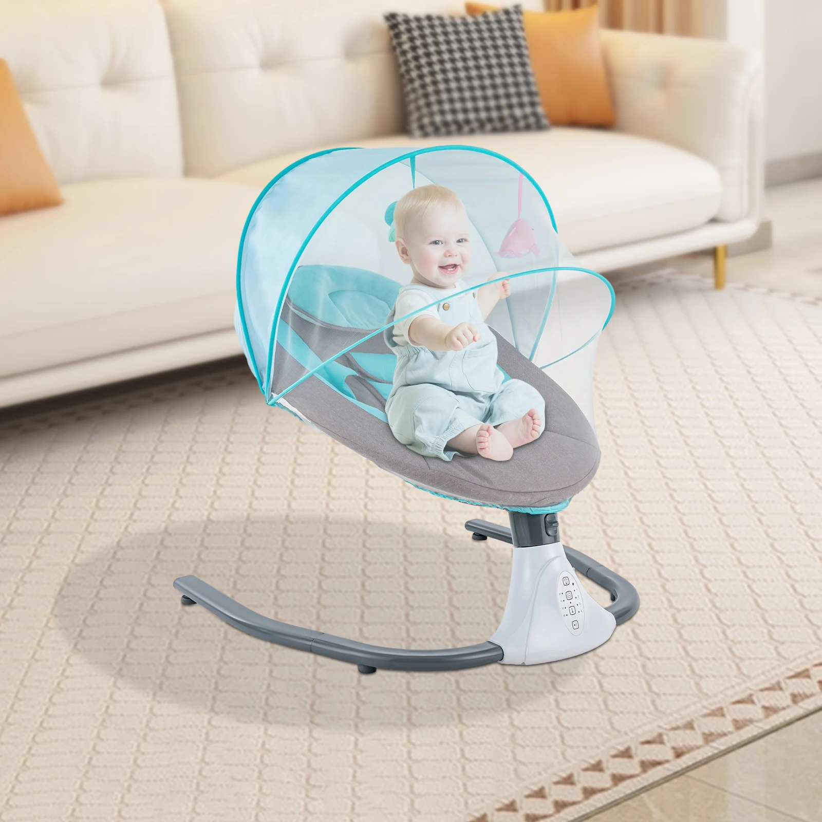 Electric Baby Swing Chair for 1-12 Months Baby Built-in Music and MP3 Players Intelligent Touchpad Remote Control