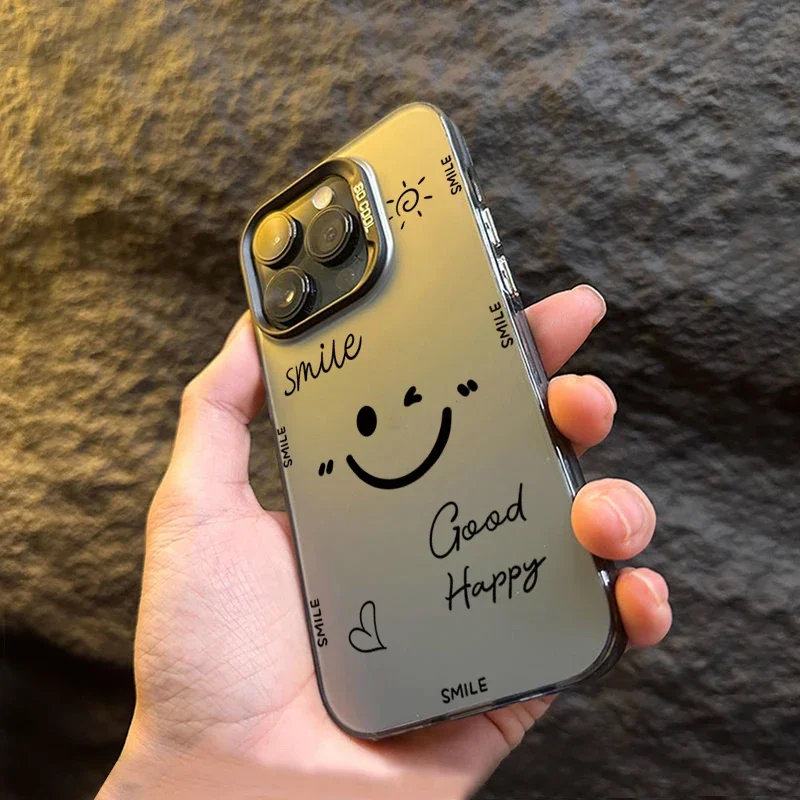 Case For iPhone 15 Cases iPhone 14 Pro Max Case Smiling Face Matte Hard Phone Case For iPhone 13 12 11 XS X XR 7 8 Plus 15 Cover