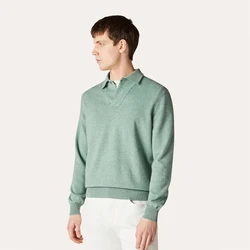 NIGO LP-suéter de punto de Cachemira para hombre, Polo de manga larga con cuello levantado, Color sólido, otoño e invierno, # nigo61124