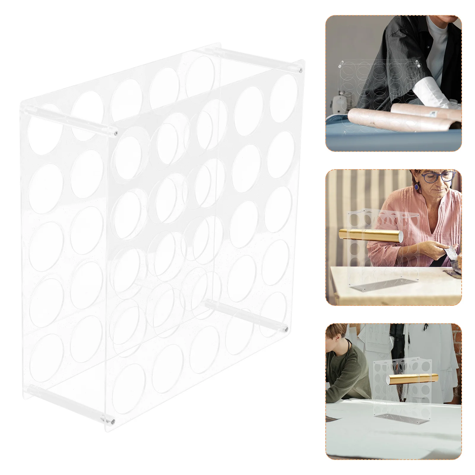 

Vinyl Roll Storage Rack Premium Acrylic Tabletop Organizer for Craft Room with Multiple Holes Holds Many Rolls Efficiently Saves