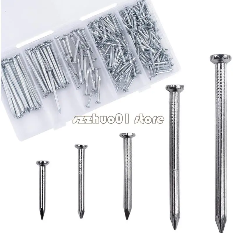 M3GA 350Pcs Hardware Nails Assortment Set Picture Hanging Nails Iron Wall Nails