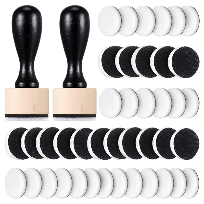 AB15-42-Piece Mini Ink Tool Set, Includes 2 Round Mini Smudge Tools And 40 Replacement Foam Pads For Drawing Smudge Mixtures