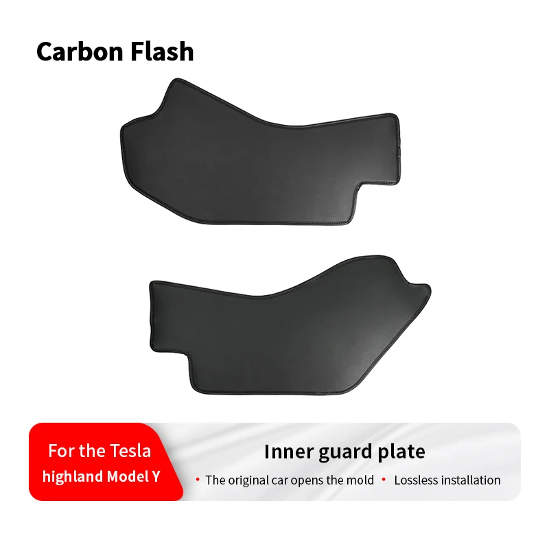 Suitable for Tesla 2025 Model Y Highland – Leather Anti-Kick Console Covers, Carbon Flash Side Panel Protectors.
