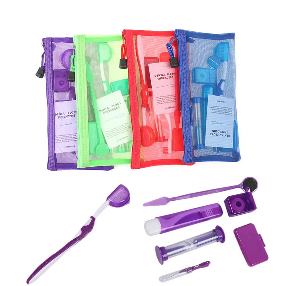 8 Stks/set Tandheelkundige Orthodontische Gereedschapsset Mondhygiëne Verzorging Tanden Reinigen Tandenborstel Mondspiegel Interdentale Borstel Floss Draad Wax