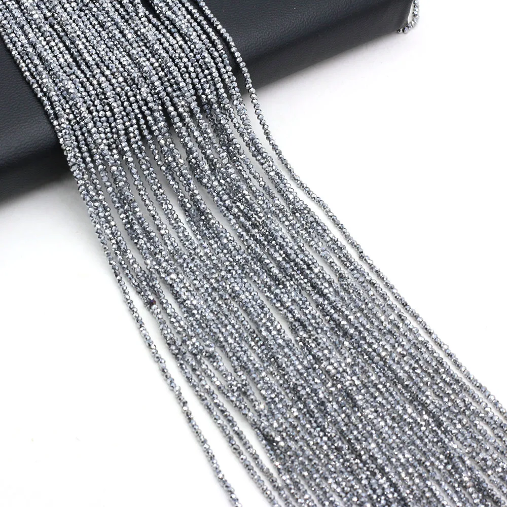 5 Piece 3mm Silver Natural Stone Small Round Beads  Faceted Loose Spacer for Jewelry Making DIY Bracelet Necklace Accessory 38cm