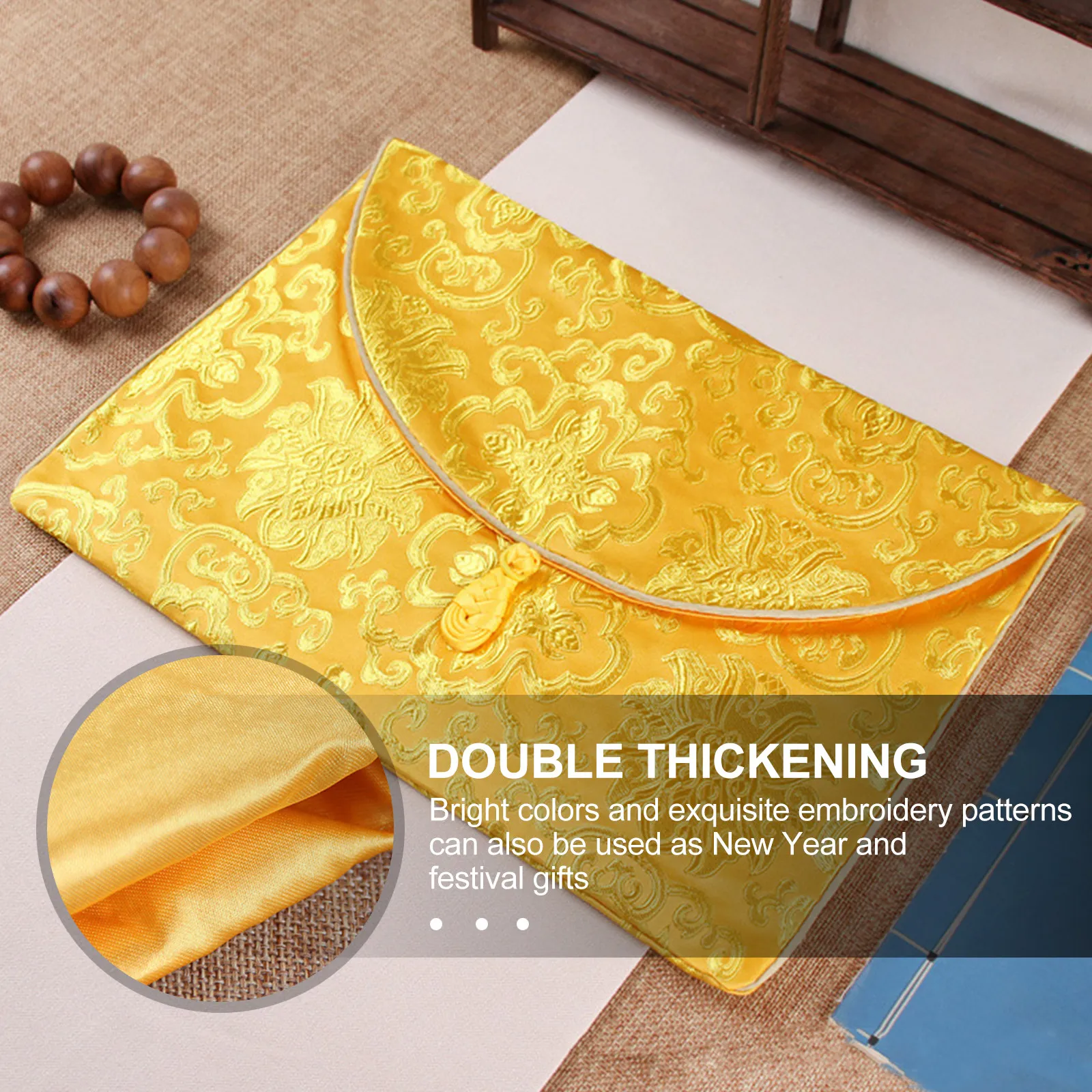 

Многофункциональный конверт-папка формата А4 из шелковой парчи для открыток, буддийских священных текстов, подарочных карт, с китайским узлом