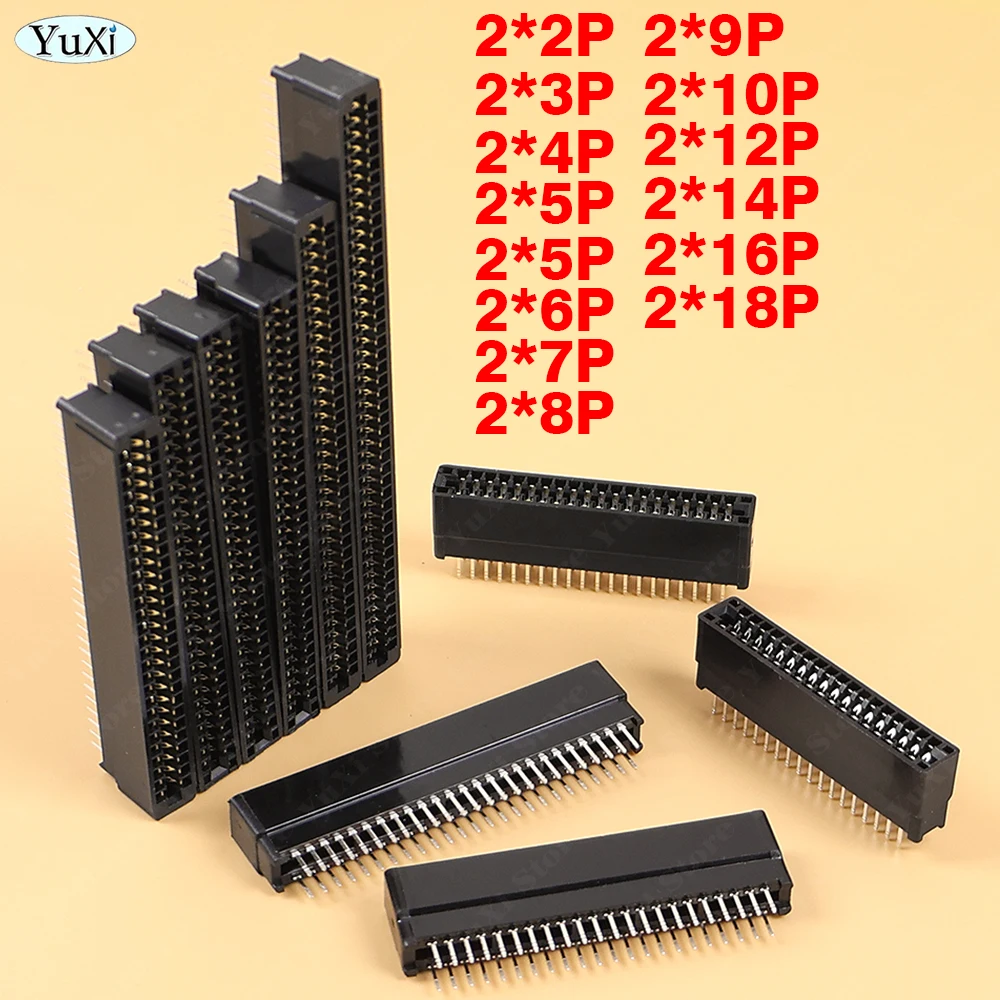 3-20pcs 2.54mm Pitch Edge Card Connector Slot Bus Socket Gold Finger Socket PCB Board Straight Curved Pin 4P/6P/8P/10P/12P/14-86