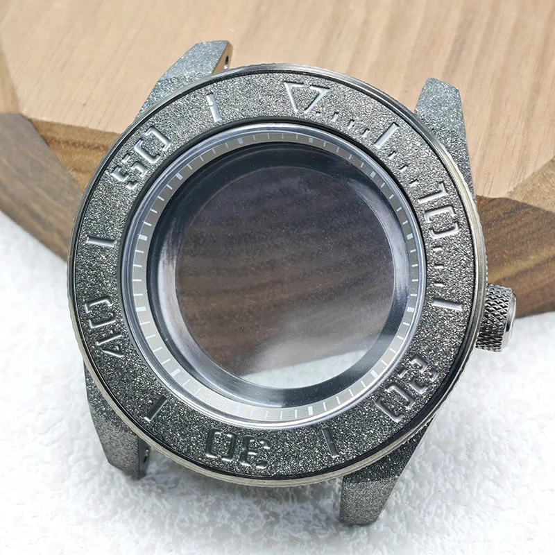 Mod King Samurai NH35 Watch Case Gun Grey Sparkle Sand Blasting Sapphire Glass Fits NH34 NH35 NH36 4R Movement Diving Watch Case