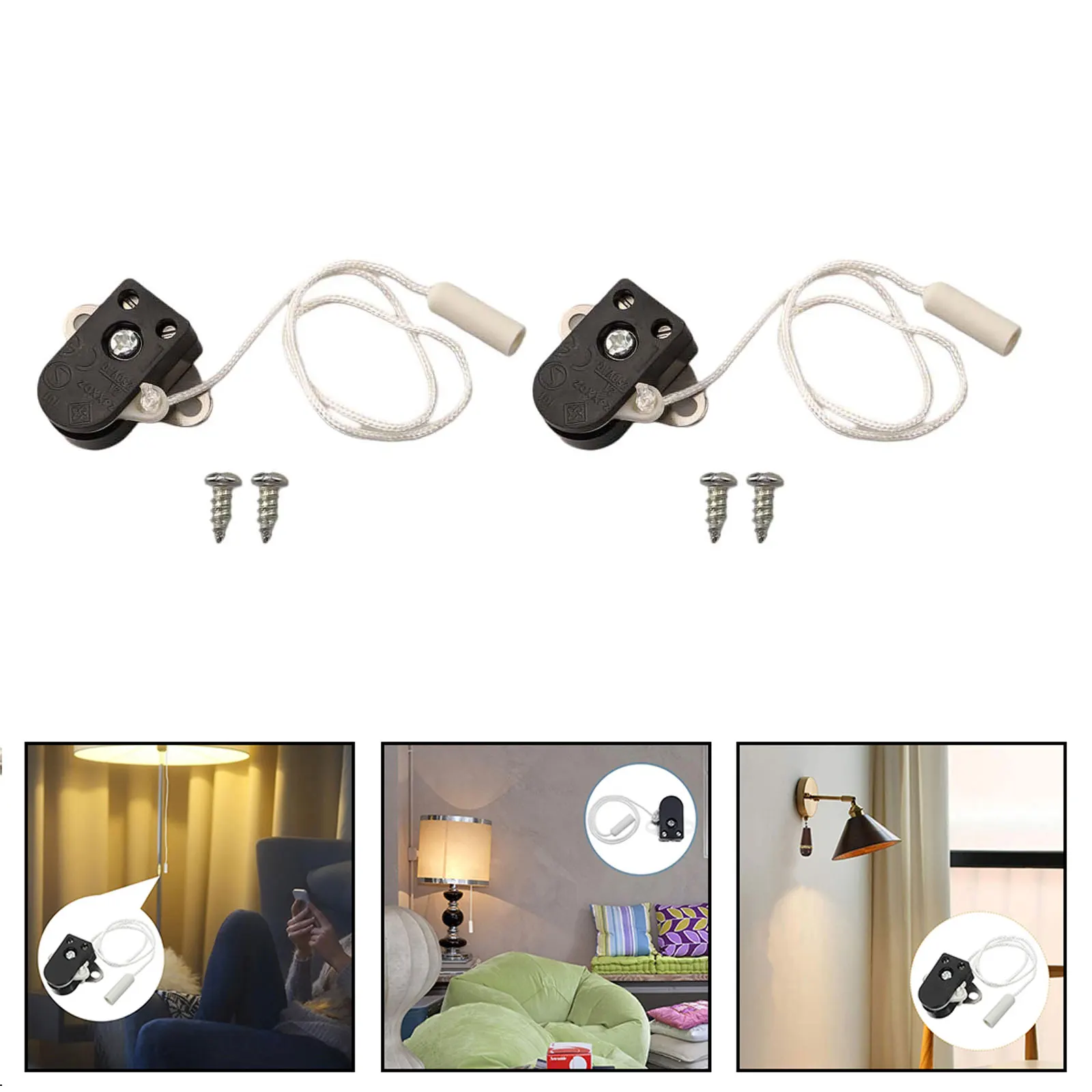 2A 250V Switch Furniture Lighting Control Easy To Install Plastic And Metal Material Pull Switch Design For Bedside Lamps