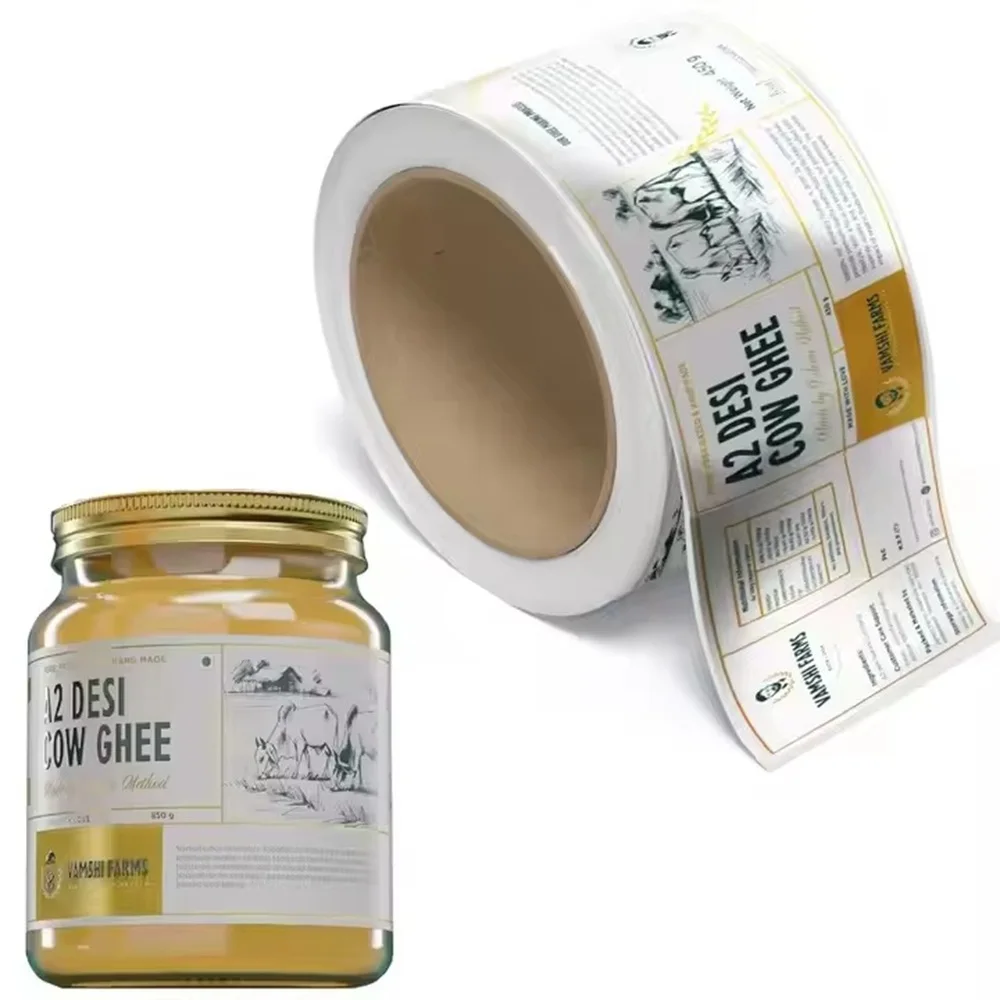 

Изготовленные на заказ этикетки из золотой фольги | Наклейки с тиснением меда | УФ-печать с ромашками | Клейкие упаковочные этикетки для банок и бутылок для пищевых продуктов