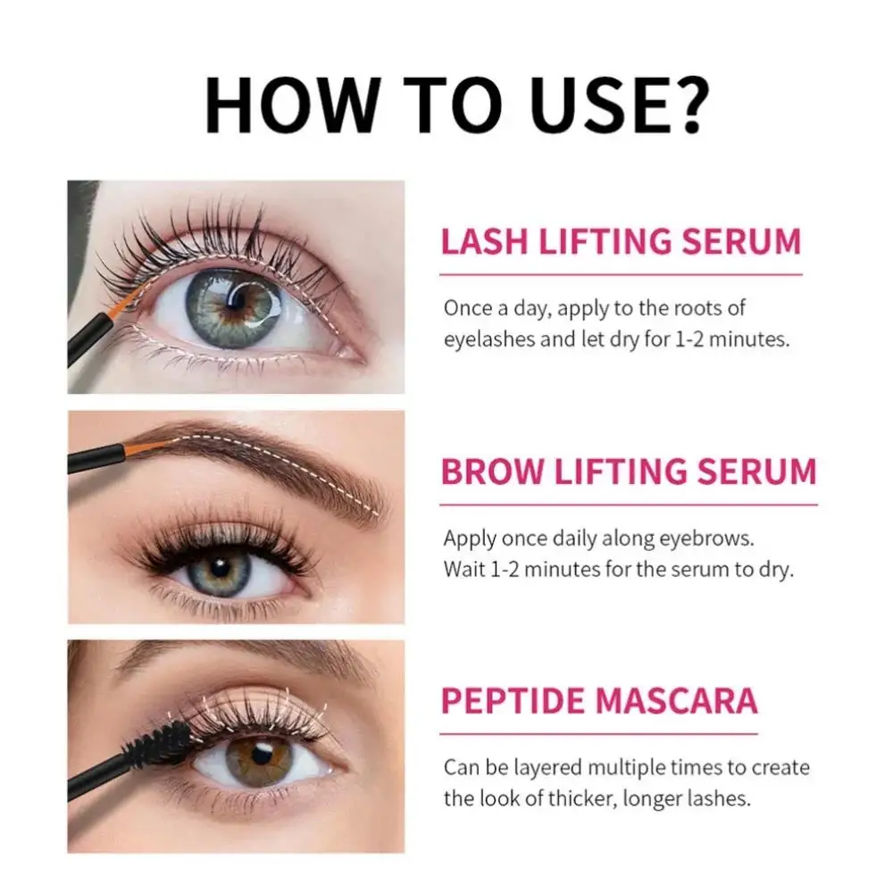 天然ペプチド配合まつげ美容液マスカラエンハンサーキット、より長く太くまつげと眉毛を実現するアイメイクアップ