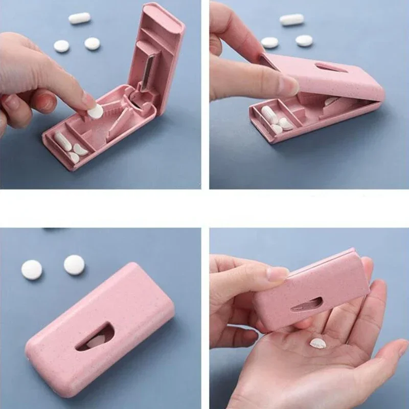 1 Pc Pills Cutter Pill Box 2 In 1 Transparent Mini Portable Quickly Split Medicine Divider Dustproof Pill Storage Box Organizer