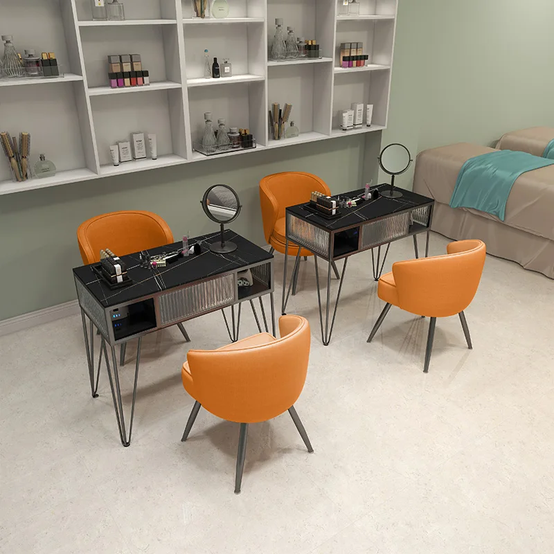 Italian Unique Nail Table Elegant Cute Modern With Storage Nail Table Multifunctional Design Table Manucure Salon Furniture