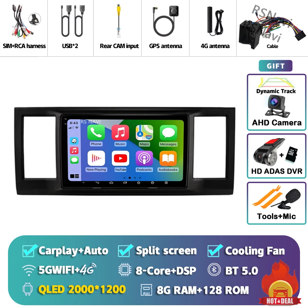 Android 15 Carplay Auto Voor Vw Volkswagen Caravelle 6 T6.1 T6 2015 2016 2017-2020 Multimedia Autoradio Speler video Wifi + 4G Bt - afbeelding 1