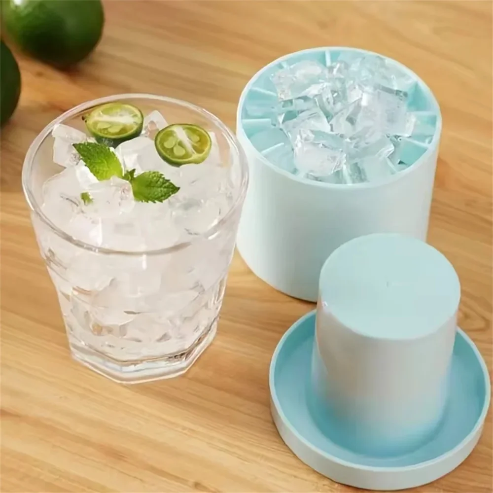 Ice Storage Box Food-Grade Silicone Cylinder Ice Lattice Ice Making Mold Household Kneading Music Ice Bucket Ice Cup Quick Freez