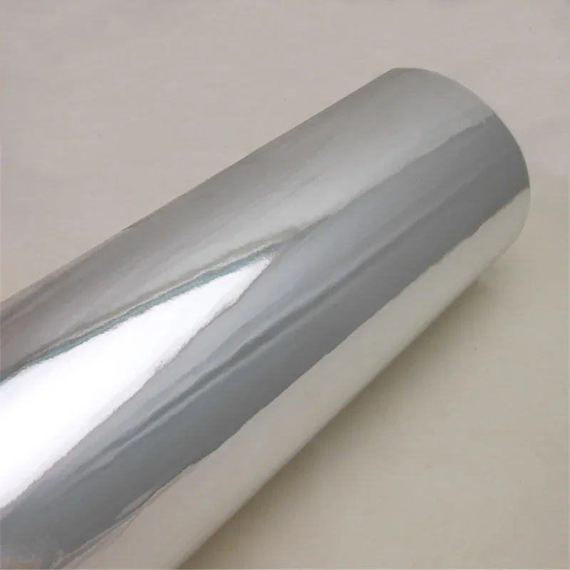 Flexible Gloss Mirror Chrome Silver Vinyl Wrap Film Foil Sticker Bubble Free Car Decal Computer Cover Phone Skin