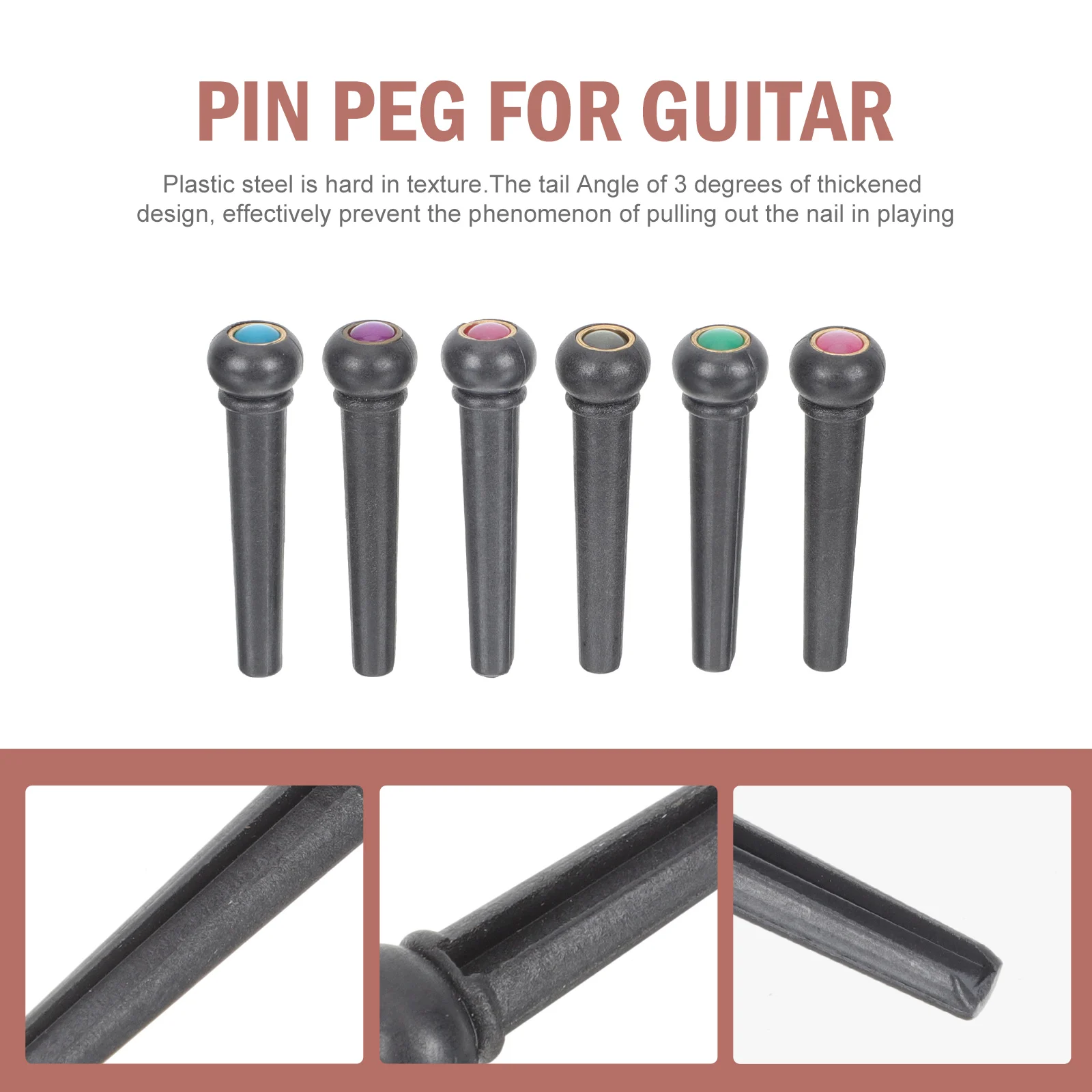 

6 Pcs String Cone Acoustic Guitar Accessories Strap for Bridge Electric Nut Peg Parts and