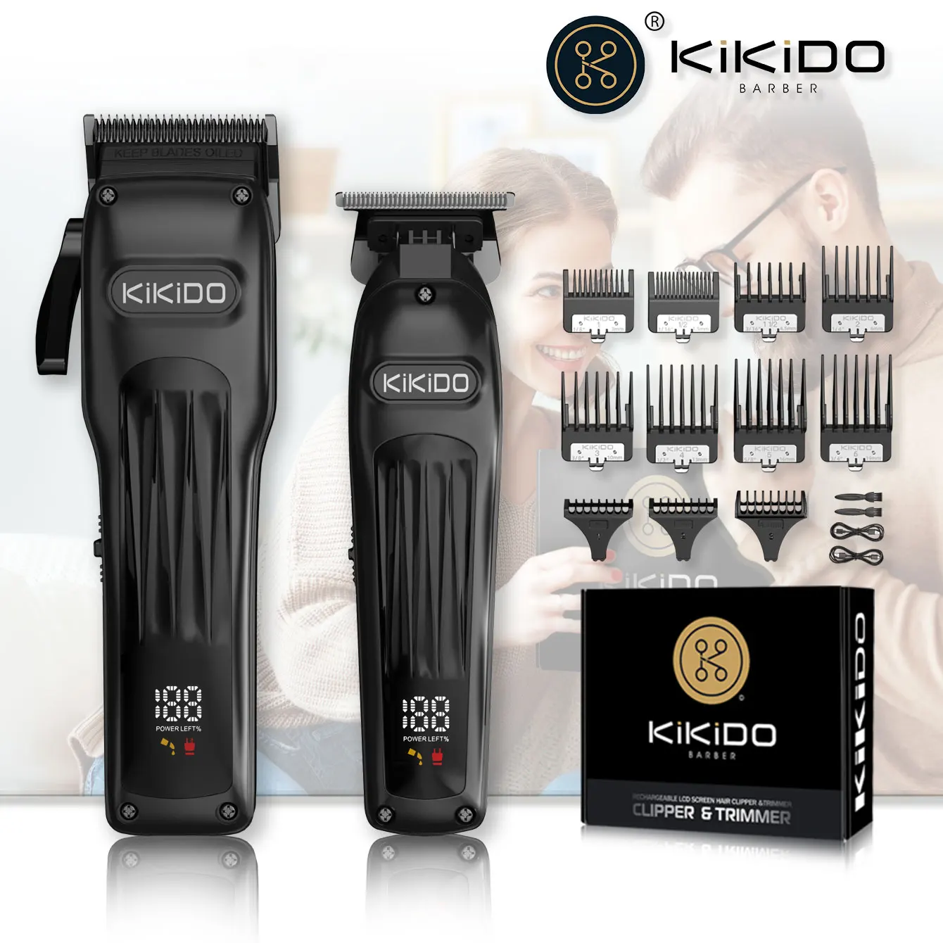 

KIKIDO 2-in-1 Metal Hair Clipper Set Professional Electronic Hair Clipper Barber Trimming Beard Home Appliance Men Gift KK-2578T