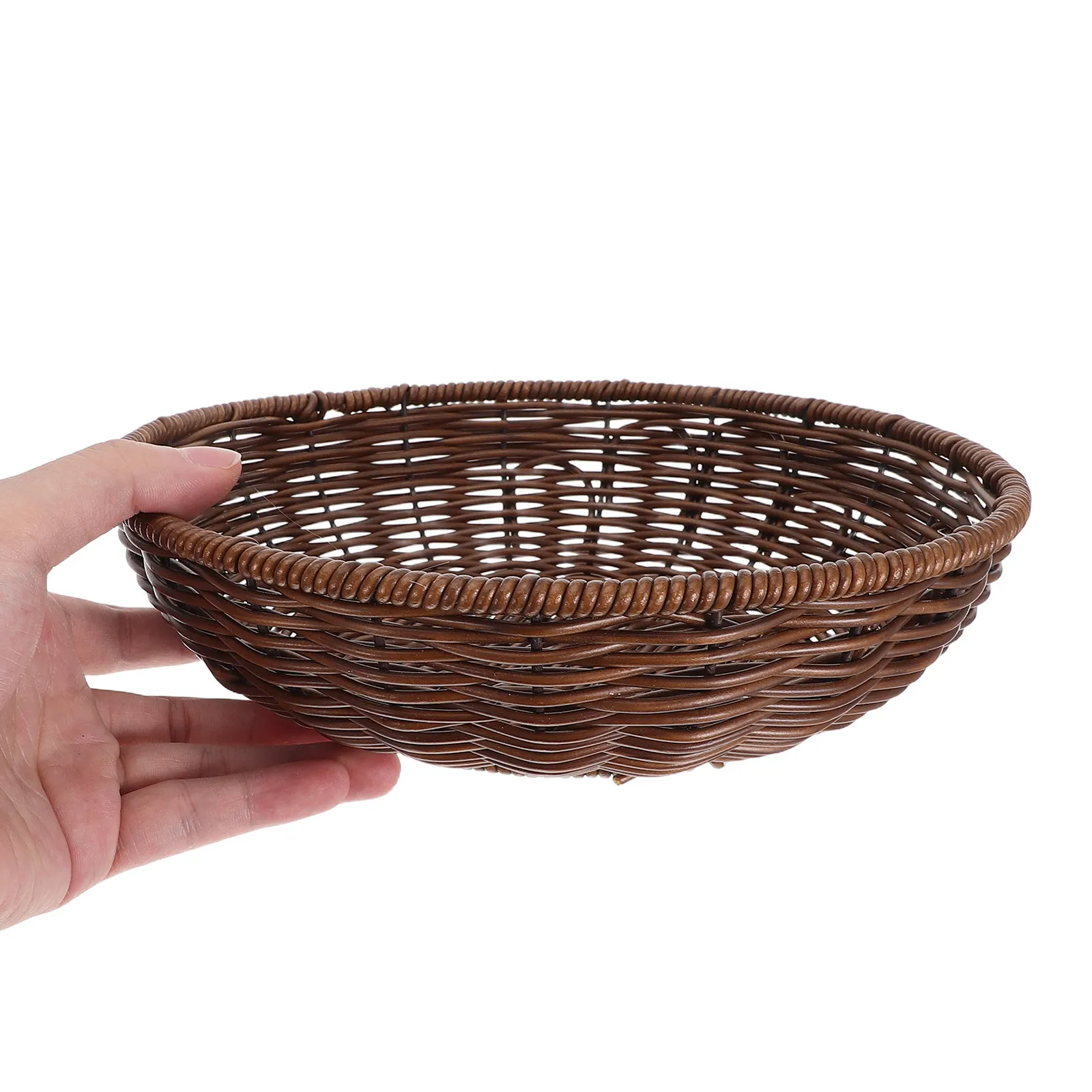 Round Woven Fruit Basket 9'' Handwoven Bread Basket Decorative Table Centerpiece Storage Bowl Kitchen Counter Snack Organizer