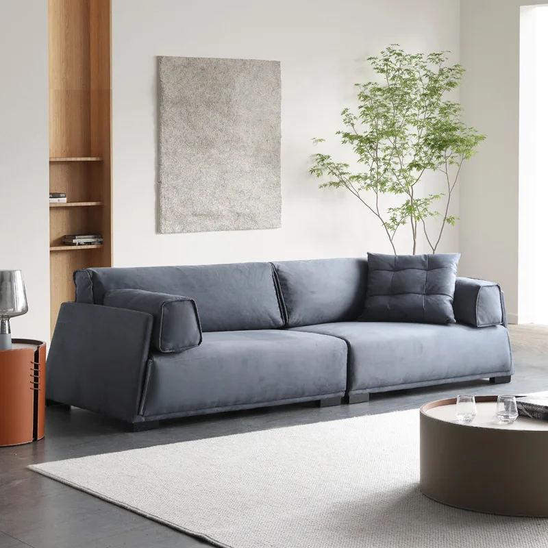 DSA sofa small apartment living room fabric straight row three-person wabi-sabi minimalist sofa
