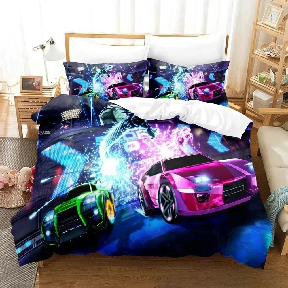 

3D Print Rocket Game League Bedding Set Boys Girls Twin Queen King Size Duvet Cover Pillowcase Bed boys Adult Home Textileextile
