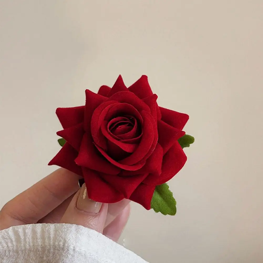 Rose Hair Clip With High-end Feel Bangs Clip For Forehead Hair Duckbill Headband Accessory Rose Flower Brooch Hair Accessory