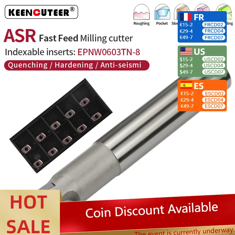 

1 шт. адаптер ASR ASR 16-32 мм 120-250L 2/3/4T инструмент с ЧПУ лезвие из цементированного карбида EPNW высокая подача быстрая резка концевая фреза