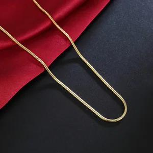 Corrente de Cobra de Prata Esterlina 925 para Homens e Mulheres, Colares de Ouro 18K, 1mm, 16 10 principais vendas colar de ouro 1mm - №3