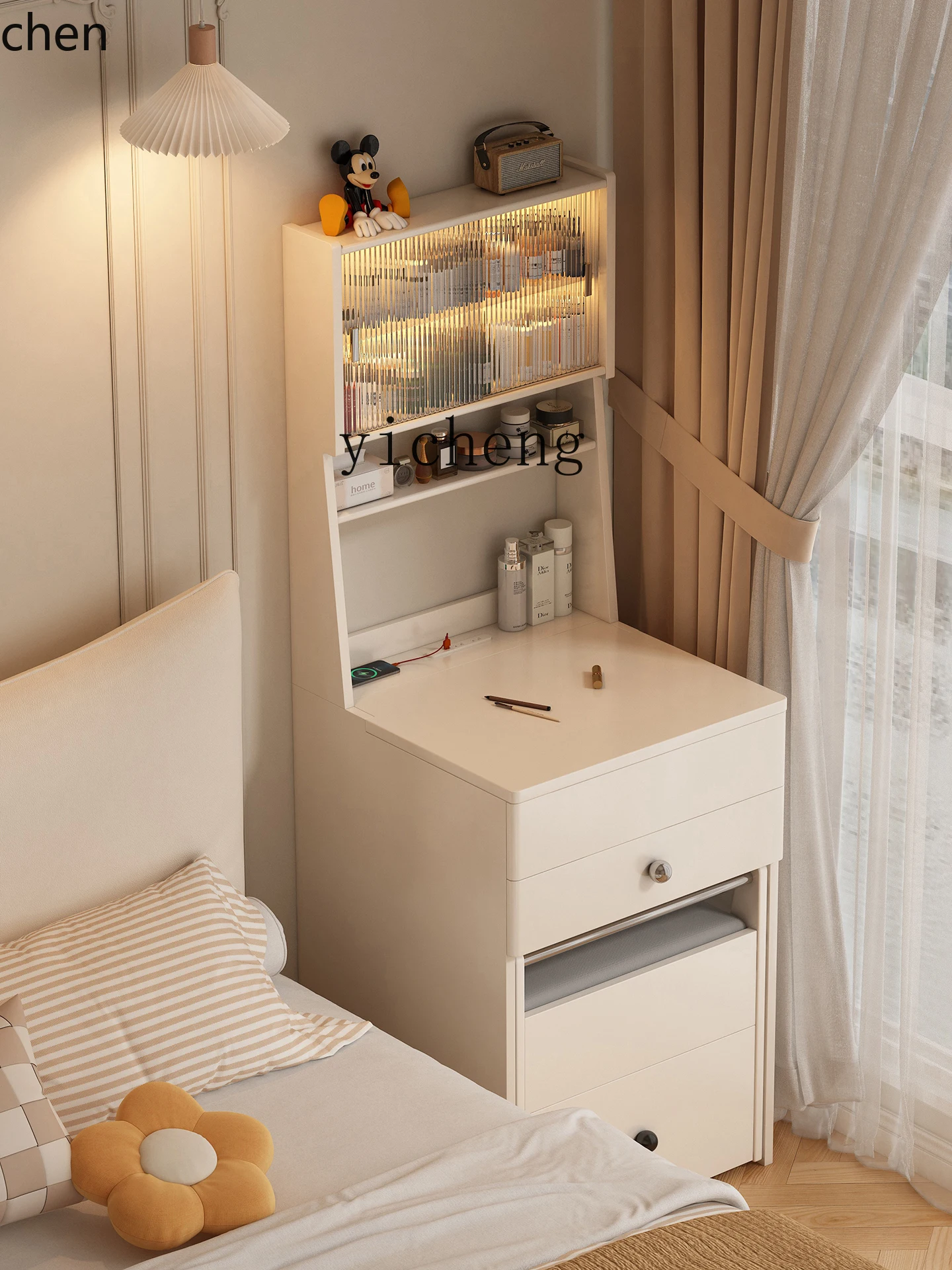 HYS  smart makeup mirror dresser drawer with classification double drawer storage bedroom table cabinet integrated