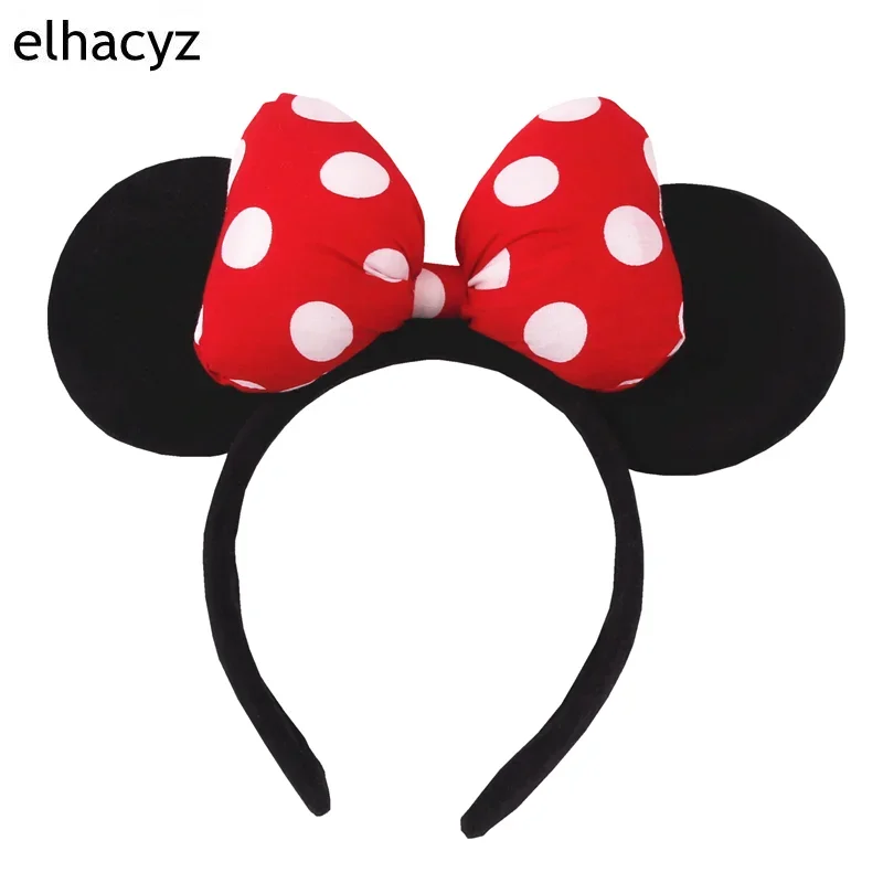 Disney Big Size Classic DOT Bow Minnie Mouse Ears Cute Headband Party Girl Hairband Hot Festival Disney Park Trip DIY Hair Gift