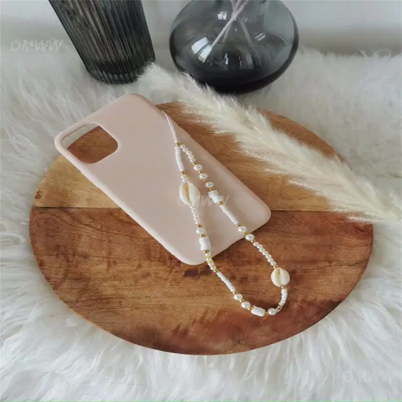 Natural Simple Durable Lanyard Decoration Shell Fashion Portable Mobile Phone Mobile Phone Periphery Pearl Letters Practical
