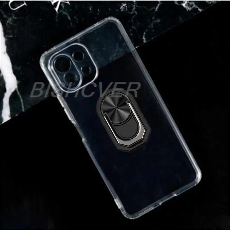 Magnet Case For Xiaomi Mi 11 Lite 5G NE Shockproof Soft TPU Silicone Cover For Xiaomi Mi 11 11i Mi11 Lite Case With Ring Holder