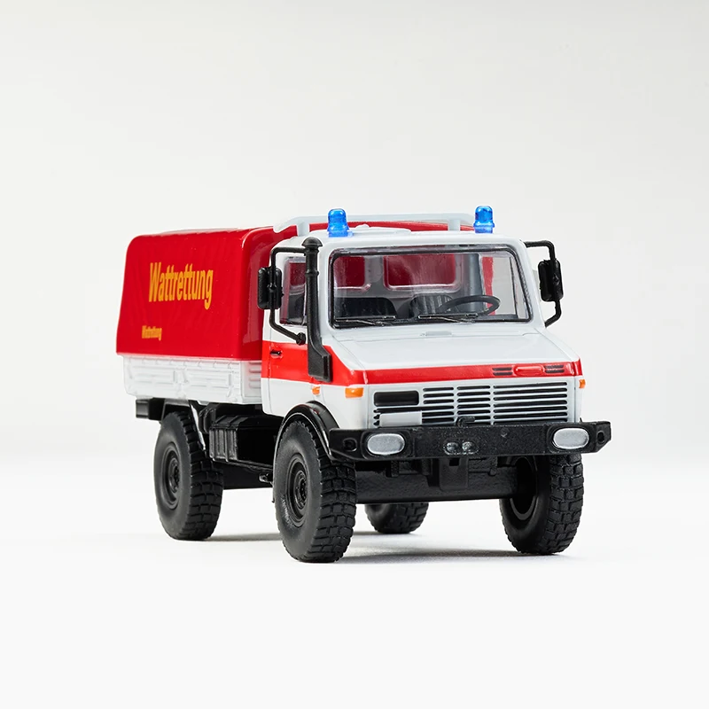 MASSDI 1:64 Unimog U1300L Van/ambulancia Civil de agua/oto todoterreno/motor de fuego coche en miniatura de aleación colección de niños exhibición de regalo de recuerdo