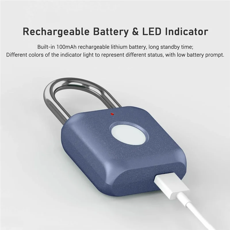 A003 미니 지문 자물쇠 USB 충전식 지문 잠금 장치 20 지문 IPX2 Splashproof 도난 방지 보안 자물쇠