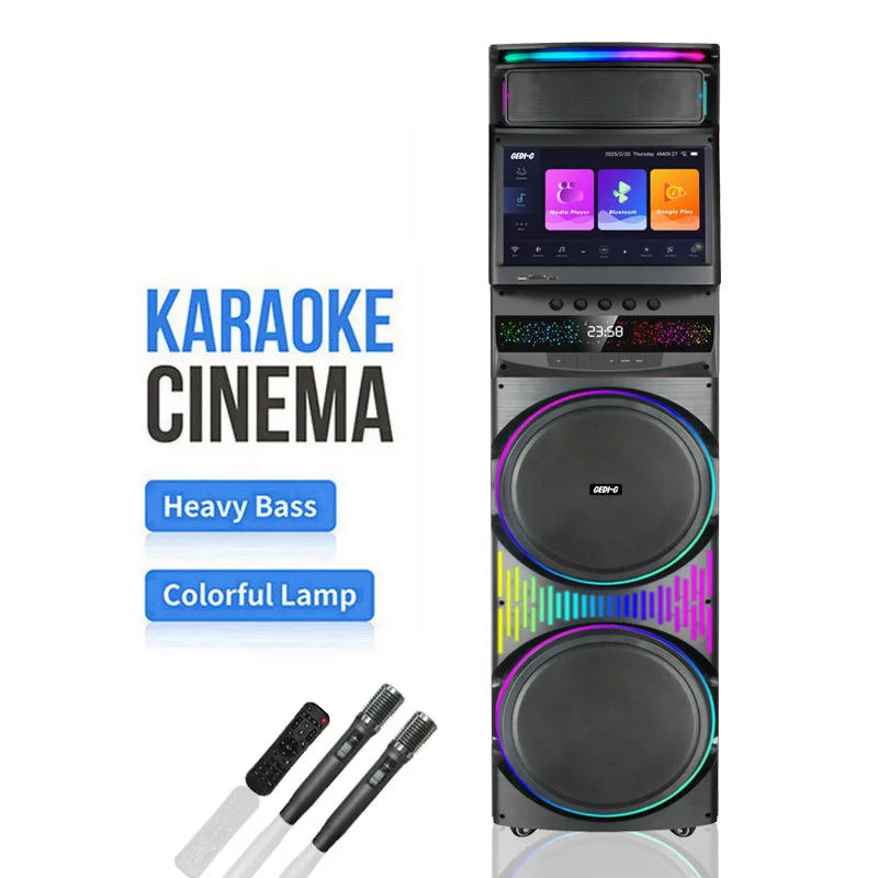 

GD-1423 Новая беспроводная Wi-Fi колонка с сенсорным экраном, функцией караоке, воспроизведением видео и питанием от постоянного тока