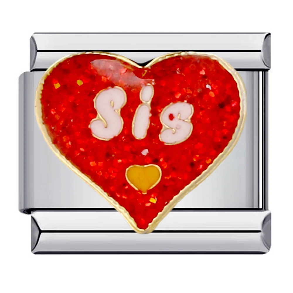 Valentinstag Romantische Süße Rote Liebesherz-Buchstaben Italienische Charm-Elemente Passend für 9mm Edelstahl-Armband Schmuck DIY-Herstellung – Detail 2