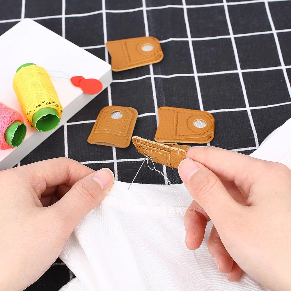 Needlework Finger Cover Tip Leather Coin Thimble Quilting Sleeve Finger Protect Handmade Patchwork Sewing Tools for Household