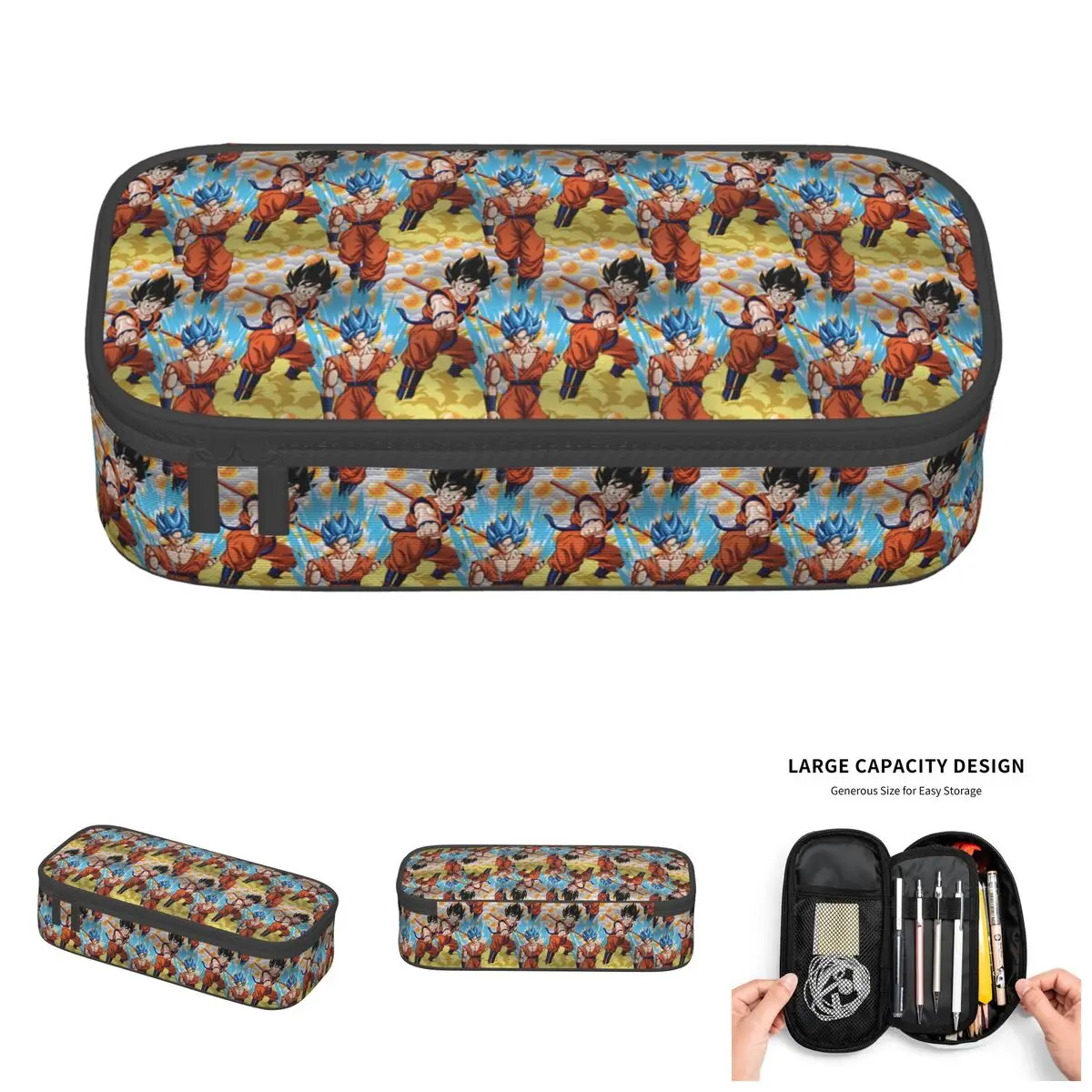 Estuche para lápices Son Goku Dragon Ball Super Saiyan God para niña y niño, caja de lápices Goku de gran capacidad, bolsa de papelería