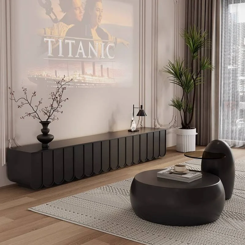 Solid Wood Natural Tv Cabinet Ornament Friendly Black Apartments Tv Cabinet Entertainment Lowboard Muebles Para Hogar Furniture