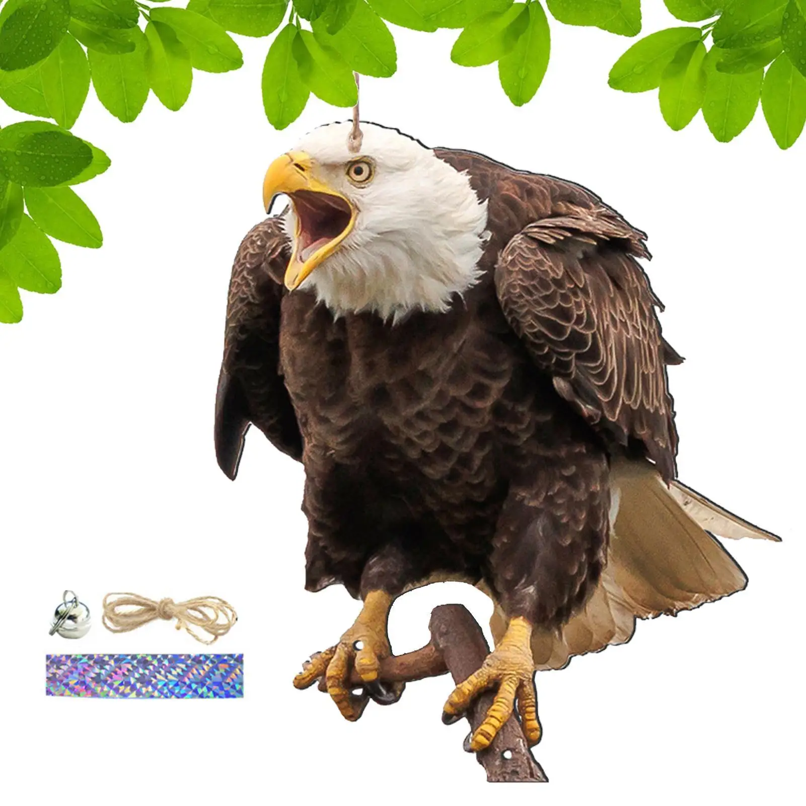 Bird Repel Devices Outdoor 2D Owl Scarecrow Scarer Pendant Waterproof Bird Scare Ornament with Bell Fake Scare tool Garden Decor