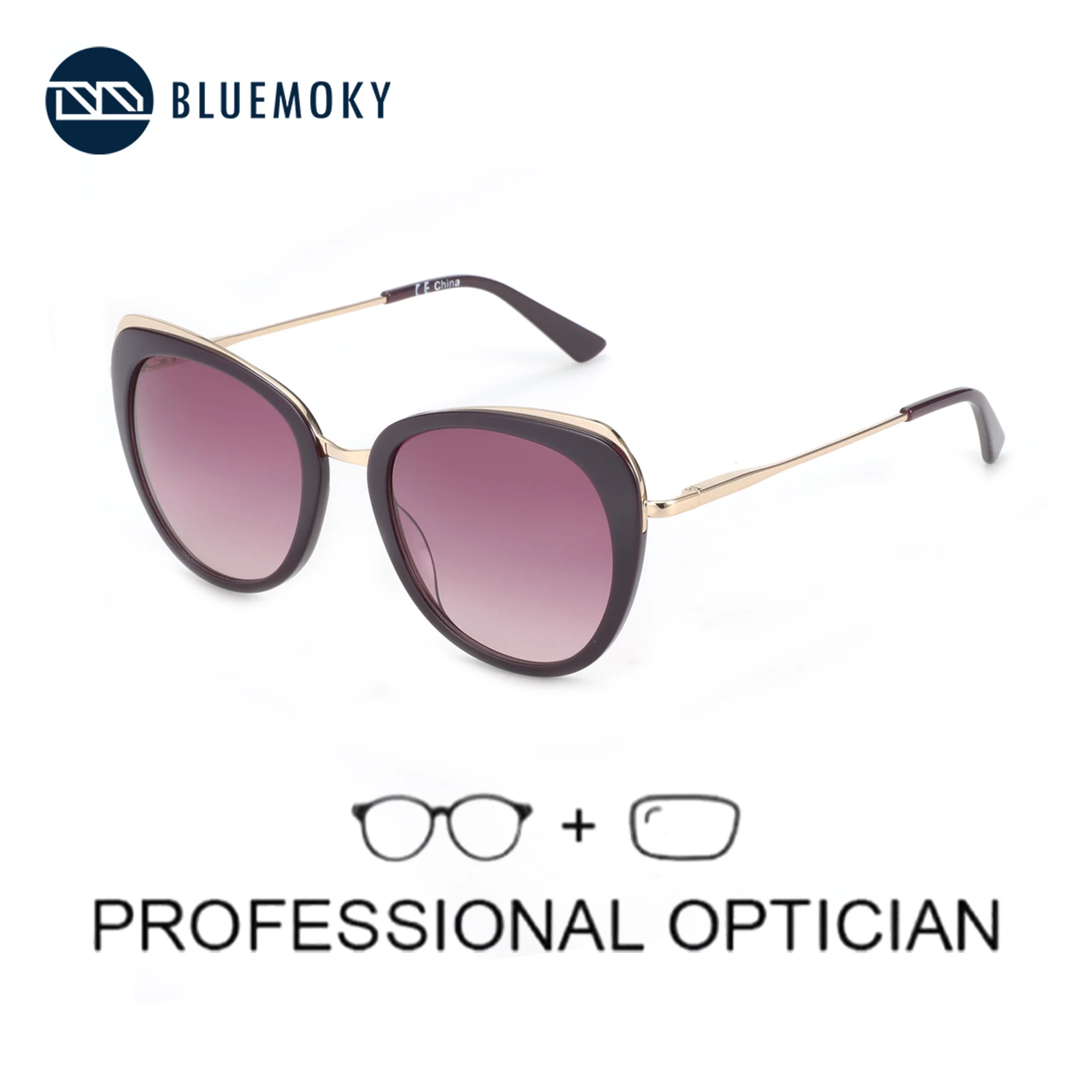 

BLUEMOKY Cat Eye Prescription Sunglasses Fashion Women Progressive Driving Sun Glasses 100% UV400 Protection Shades