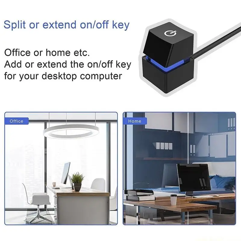 Desktop Computer Power Switch Extension Cable LED Light Computer Start Power Button Stress Relief