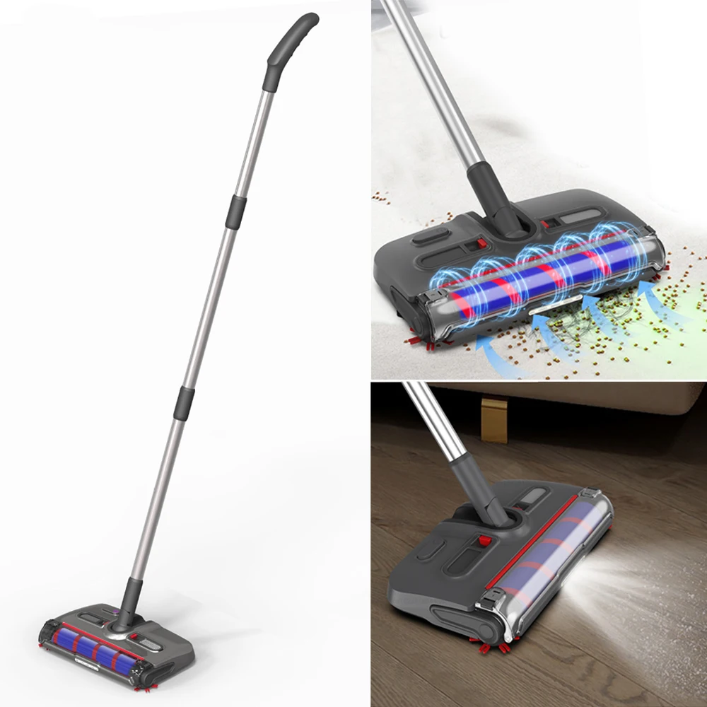 Electric Sweeper Cordless Rechargeable Handheld Rotating Floor Sweeper Removable Washable Electric Mop With LED Headlight