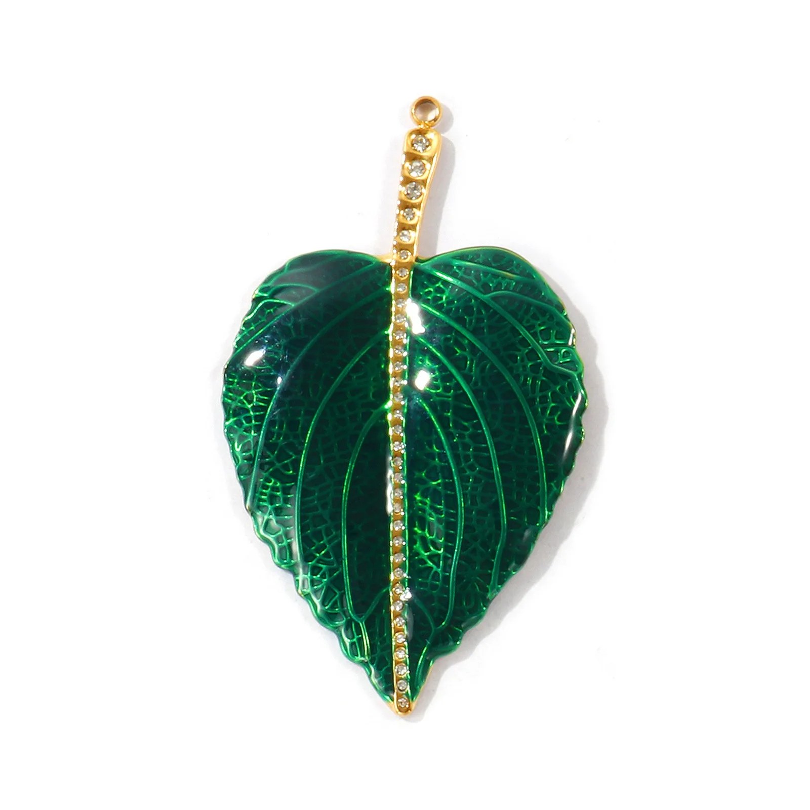 1 Stück Herbst-Emaille-Blatt-Sonnenanhänger Ahorn-Herz-Blatt 304 Edelstahl 18K vergoldeter Anhänger DIY Halskette Schmuck Großhandel – Detail 5