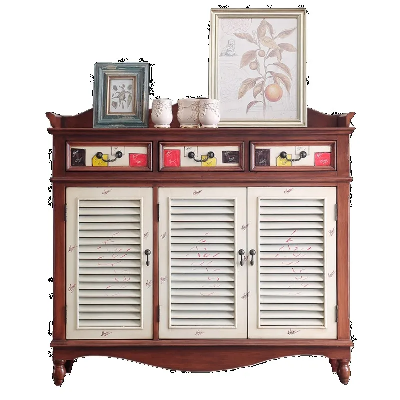 

American rural retro crack lacquered shutters shoe cabinet tea cabinet coffee cabinet