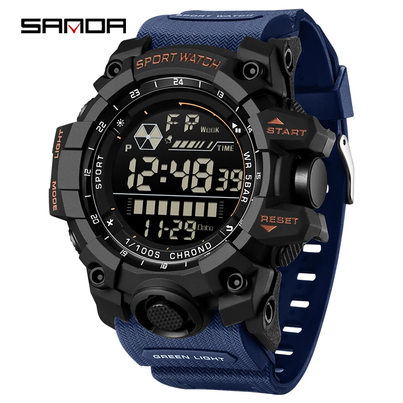 SANDA 6229 Men's Military Electronic Watch Sport Multi functional Waterproof LED Display Date Casual Student Watch reloj hombre