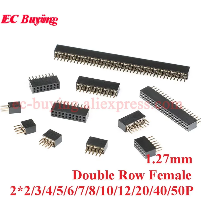 10-20Pcs 1.27mm 1.27 Single/Double SMT SMD Row Female 2~50P Breakaway PCB Board Pin Header Socket Connector Pinheader 2*3p 2*10P