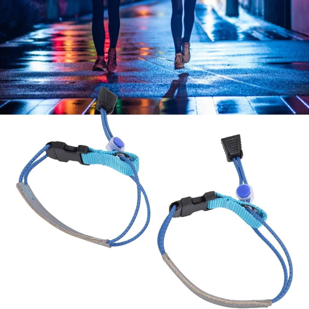 4PCS Adjustable Bike Leg Straps High Elastic Reflective Cycling Pants Band Comfortable Fit Secure Fit Reflective Bike Leg Strap