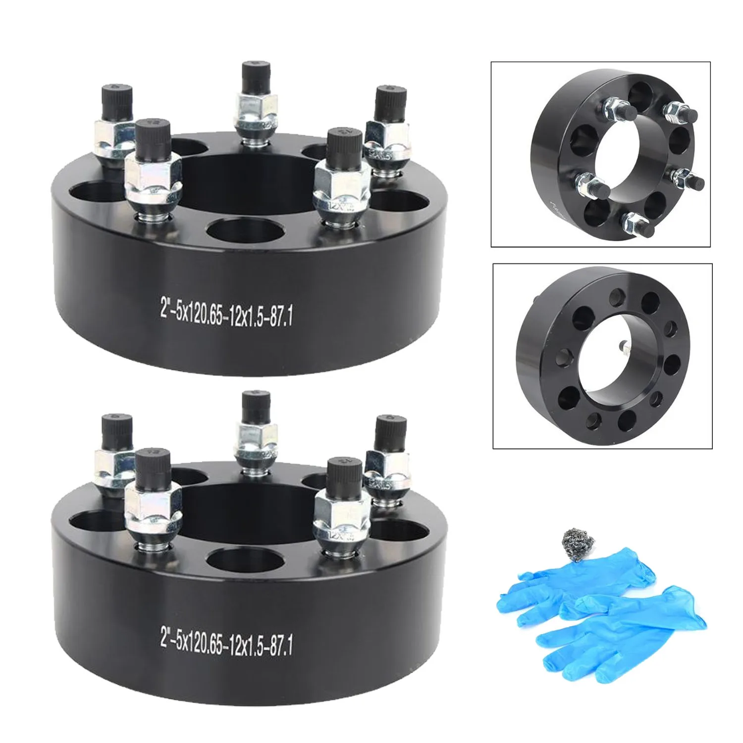 

2inch Wheel Spacers PCD 5*120.65mm CB 87.1mm M12x1.5 Adapter for Chevrolet Corvette 2005-2007 with Glove 6061-T6 Aluminum