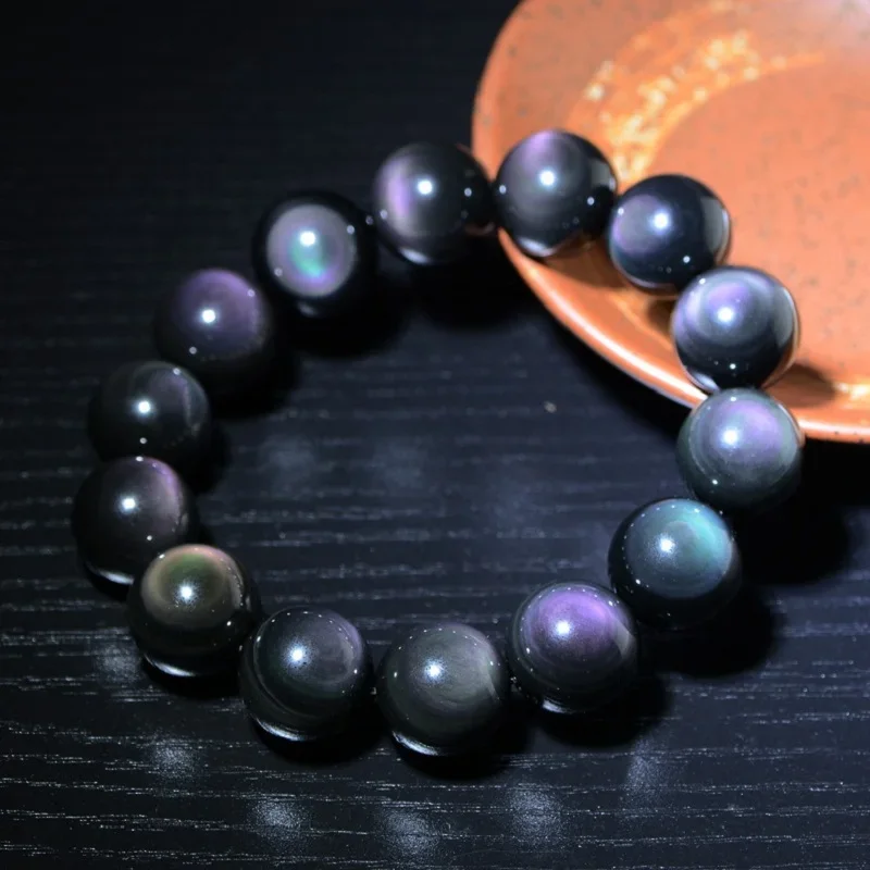 Natural Rainbow Eye Obsidian Healthcare Weight Loss Beads Bracelet Handmade Fashion Jewelry Couples Gift Accessories Wristband